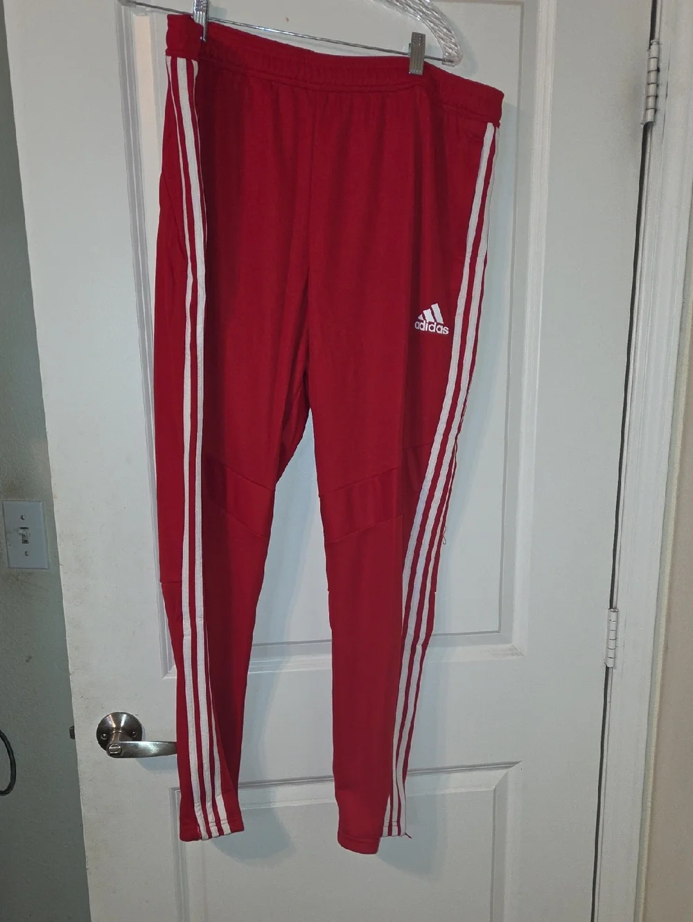 adidas Red Joggers with White 3-Stripes